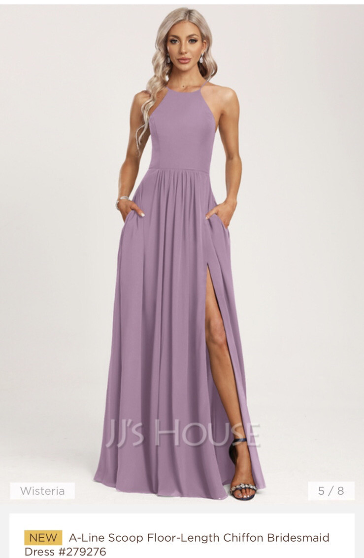 JJ's House Wisteria A-Line V-neck Tea-Length Chiffon Lace Dress
