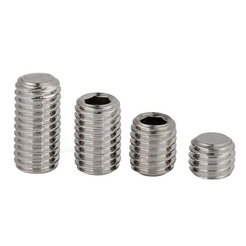 M3 M12 304 stainless steel flat end set screw Headless hexagon socket screws