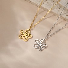 NewFiligree Flower Necklaces Stainless Steel Floral Pendant FashionTrendyJewelry