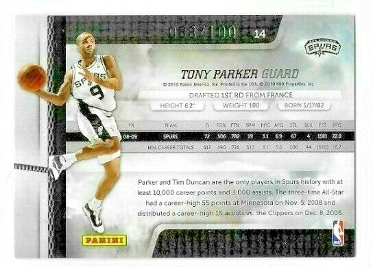 Tony Parker 2009-10 Panini Absolute Memorabilia SPECTRUM