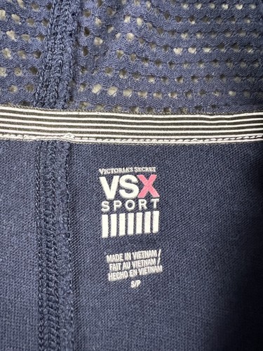 Victoria's Secret VSX Sport Top Womens Small Blue Hooded Activewear - Picture 10 of 11