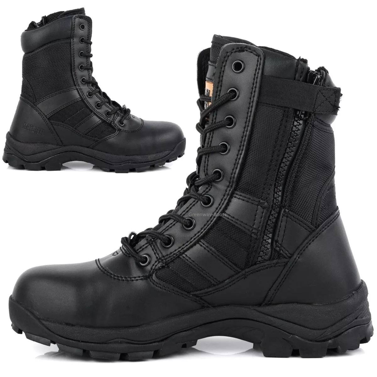 Military zip store up boots