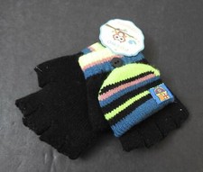 NWT Multi Color Children Mitten Gloves Convertible Button Cap Size 5-8 Yrs Y13