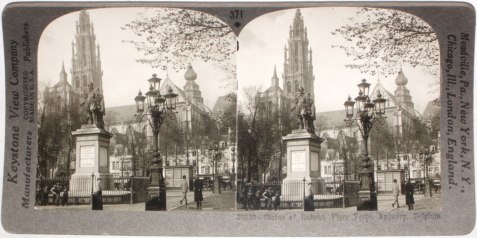 Keystone Stereoview Statue of Rubens, Antwerp, Belgium of Rare 1200 Set #371 T1