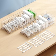 2 Pack Cable Storage Organizer Box W/ 8 Compartments  14 Wire Ties Stackable