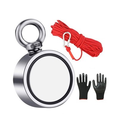 800LBS Double Sided Fishing Magnet Kit Strong Neodymium Pull Force Treasure Hunt