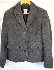 L.L. Bean Womens Wool & Silk Blend Blazer Jacket Size M Petite