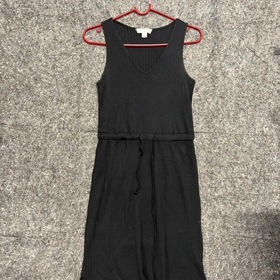 Treasure & Bond Dress Women XS Black Sleeveless Long Drawstring Dark Academia