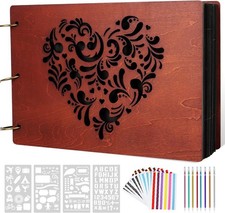 Scrapbooking Albums-Wooden Scrapbook Photo Album 100 Page Photo Scrapbooking ...