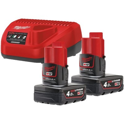 Energy Pack 12V Milwaukee 2 Akkus 4,0Ah Schnellladegerät Kit M12 NRG-402