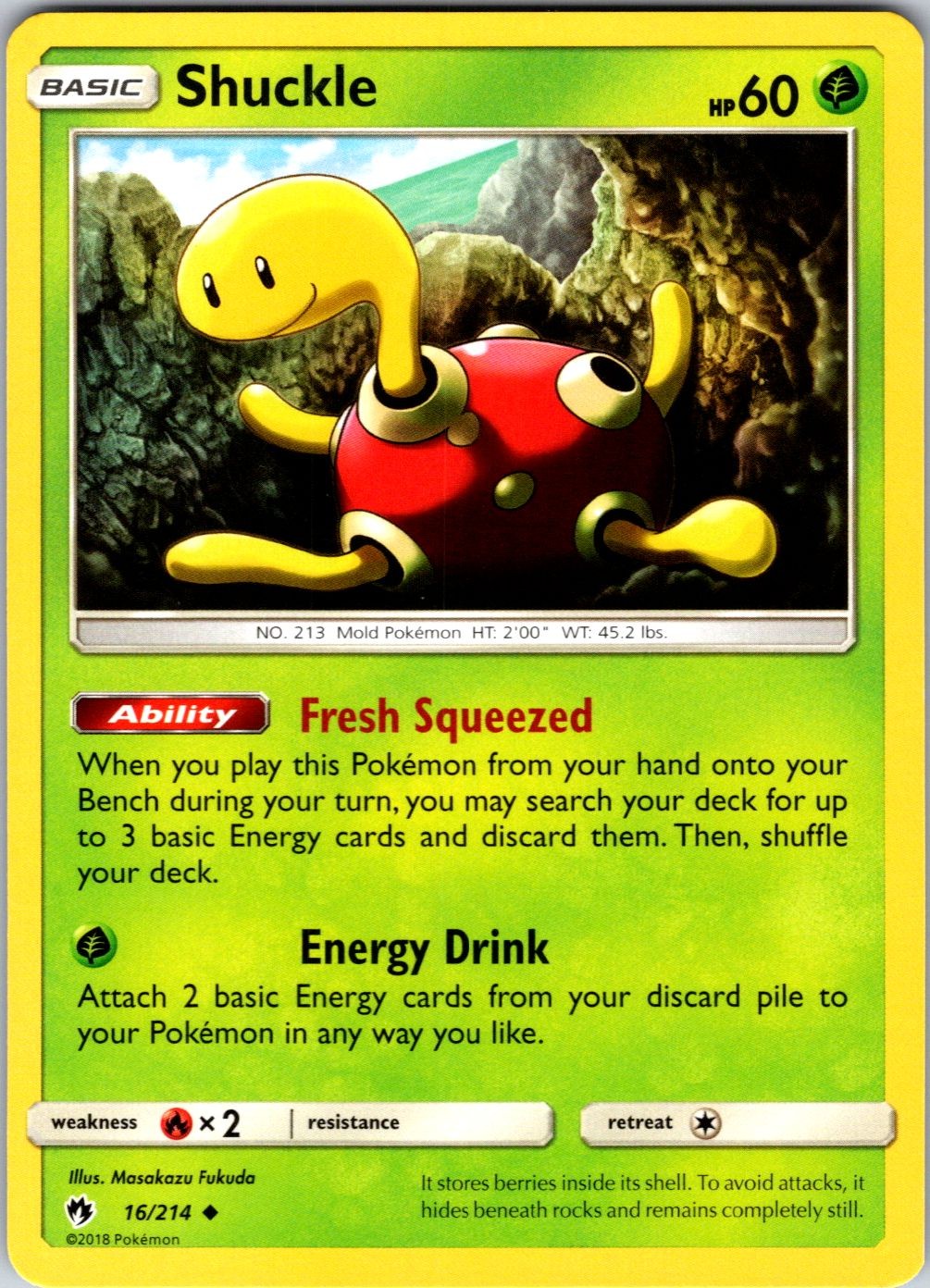 SHUCKLE 16/214 UNCOMMON LOST THUNDER POKEMON NEAR MINT