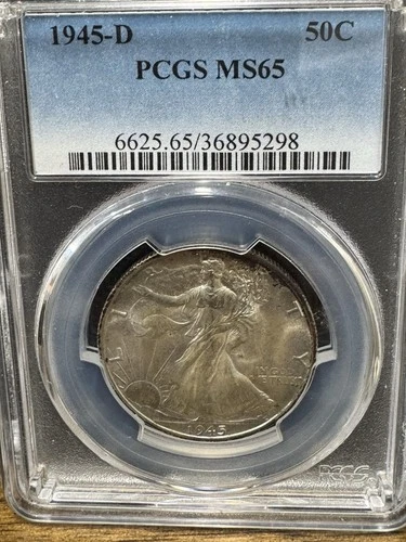 1945-D Liberty Walking Half Dollar PCGS MS65 Gem 65