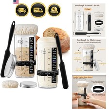 Sourdough Starter Kit 2-Pack - 24 oz Airtight Jars with Essential Baking Tools