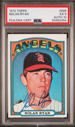 1972 Topps Nolan Ryan Signed Baseball Card #595 PSA 5 DNA Certified 10 Auto HOF