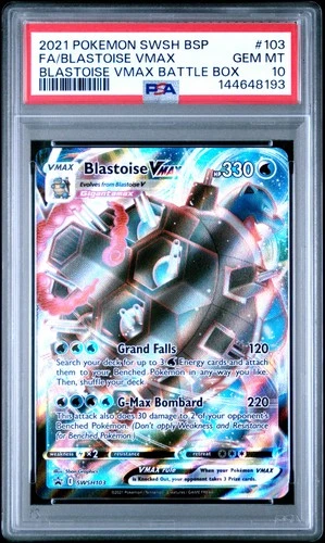 2021 POKEMON SWSH BLACK STAR PROMO #103 FULL ART/BLASTOISE VMAX PSA 10