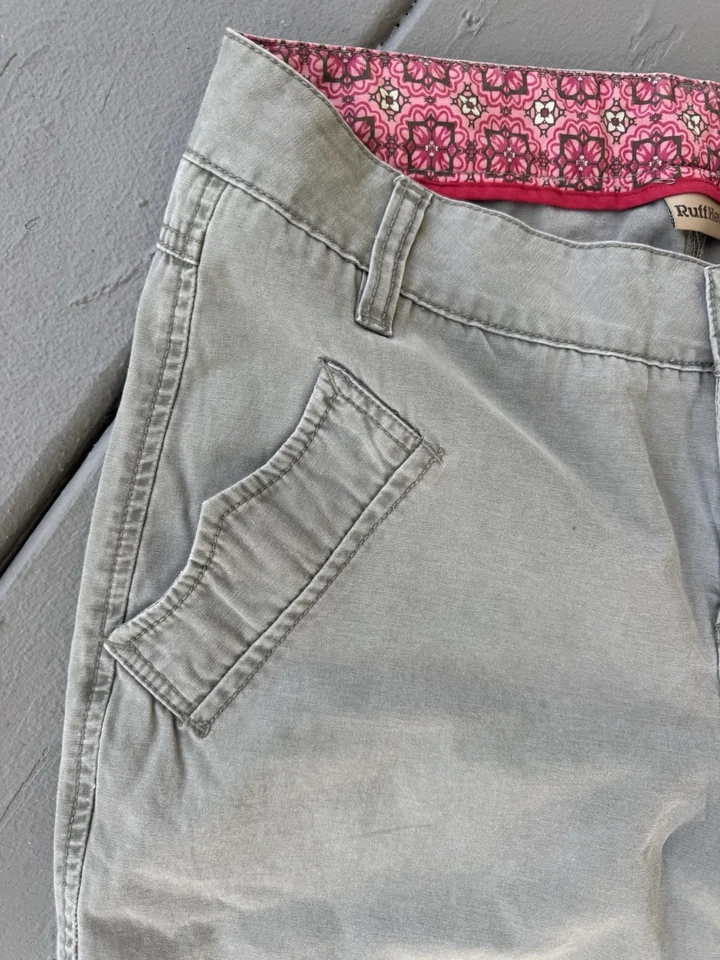 Брюки женские Ruff Hewn 10 зеленые плоские спереди укороченные капри чино повседневные хлопковые Y2K - Изображение 4 из 4