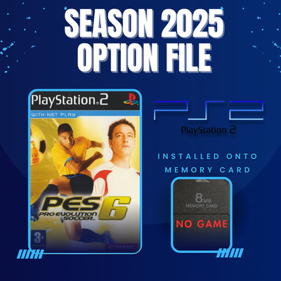 *Season 2025* PES Pro Evolution Soccer 6 Option File PS2 Memory Card PS2