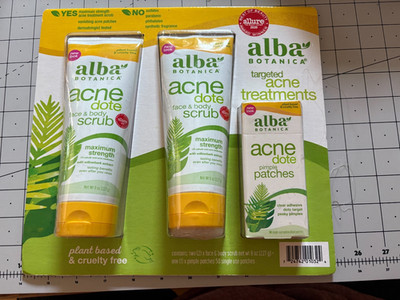 2 - Alba Botanica Acne dote Face & Body Scrub (8 0z) Plus (1 box) Pimple Patches