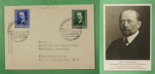 DR WHO 1940 GERMANY FDC? EMIL VON BEHRING POSTCARD SEMI POST COMBO R46369