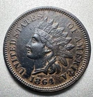 1864 L  INDIAN CENT   XF/AU DETAILS  KEY DATE  #2080
