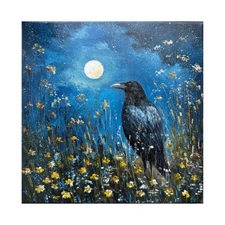 Raven Original Oil Painting Black Crow painting Crow Wall Art Bird Impasto Art
