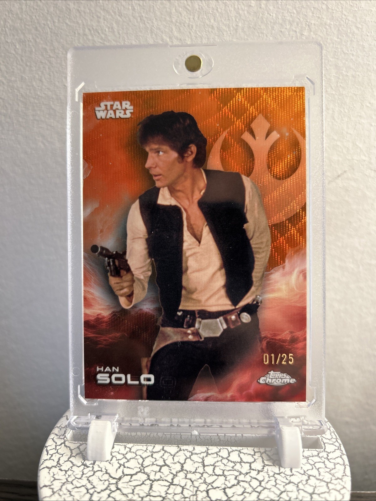 2025 Topps  Chrome Star Wars  Han Solo Orange Refractor Card 01/25