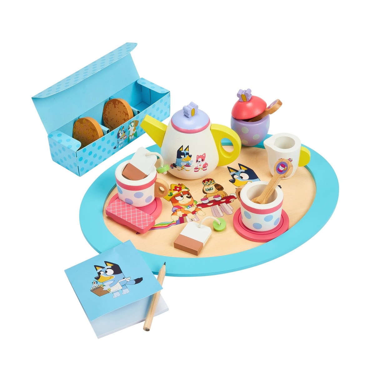 8th Wonder Bluey Toys Wooden Tea Party Set, 18-Piece Durable Toy