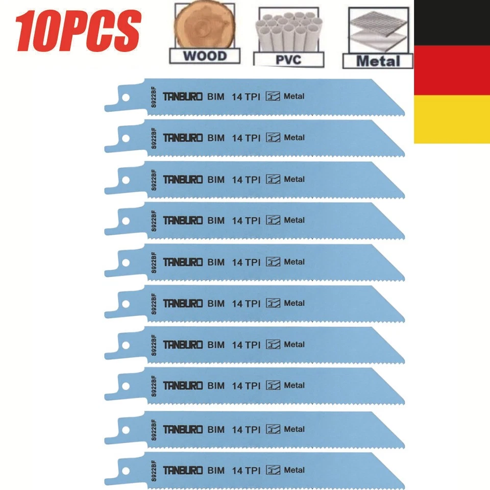 MARKENLOS 10x Säbelsägeblatt Säbelsägeblätter Sägeblatt Tigersäge für Holz Metall Set