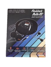 AIWA Flashback Audio Kit Retro CD Player Wired Headphones Black - New