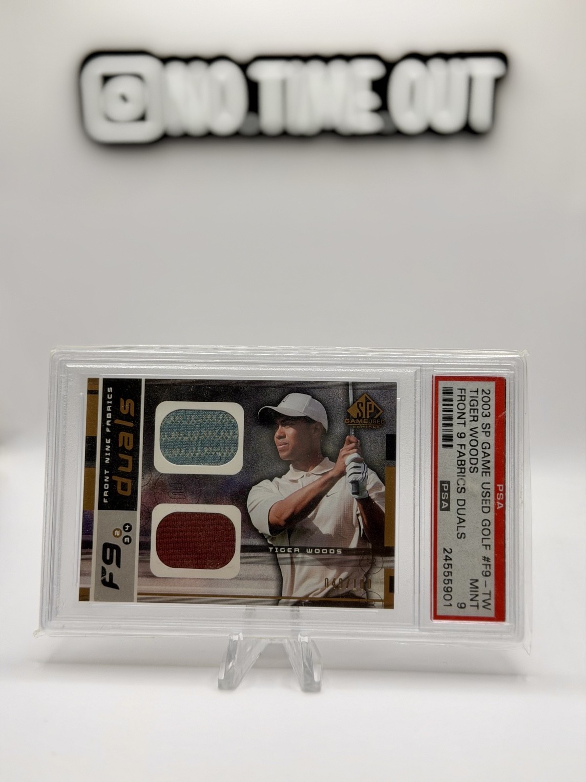 2003 SP Game Used Edition Front Nine Fabrics Tiger Woods #F9-TW Duals /100 PSA 9