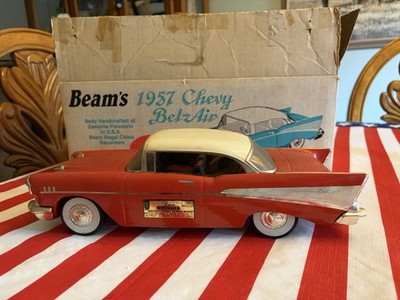 LOOK Vintage Jim Beam's Decanter Red 1957 Chevy BelAir with Original Box Spacers