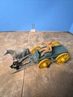 Vintage Marx Western Town Play Set 60mm Blue Buckboard Wagon W/Horse & Harness