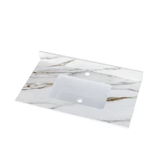 37" Marble Vanity Top with Undermount Sink & Backsplash Carrara White