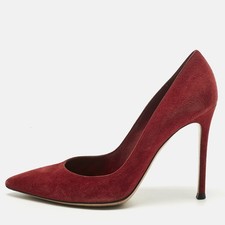 Gianvito Rossi Burgundy Suede Pointed Toe Pumps Size 38.5