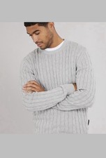 Image of French Connection Mens Cotton Jumper Light Grey Size M