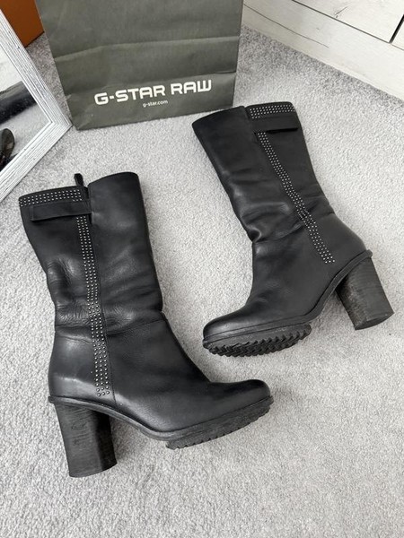Women Ecco Boots Black Leather 38 #3Q9R