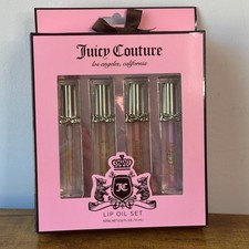 New Juicy Couture 4 Pck Lip Gloss Oil Set 2.5 ml ea Pink Makeup Cosmetic Hydrate