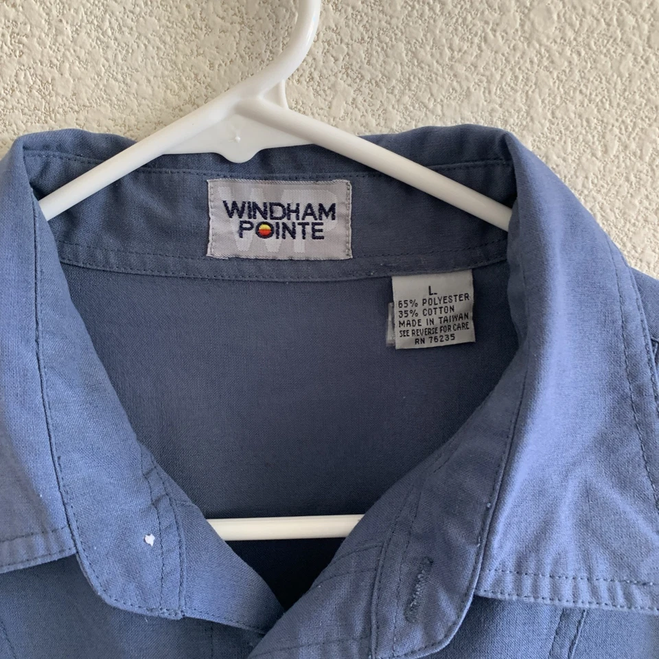 Polo Windham Pointe para hombre azul largo manga corta Foto 2 de 3