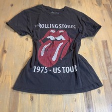 Rolling Stones 1975 US Tour Tongue Logo Black T-Shirt, Size S