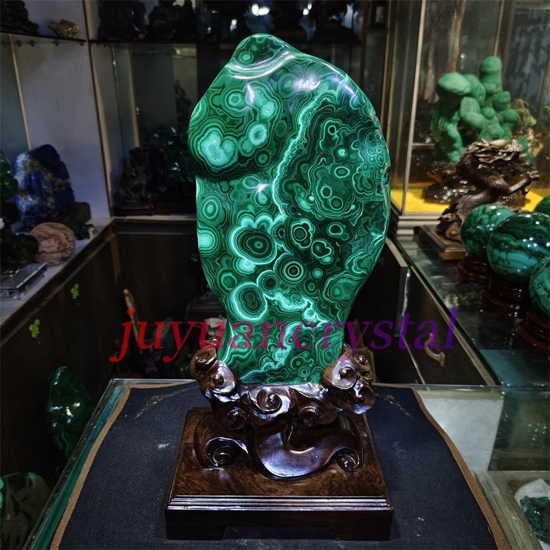 12.21LB Natural Malachite Quartz Mineral Specimen Crystal Reiki Home Decor+stand