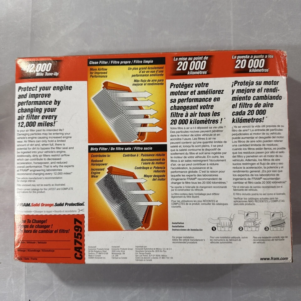 Filtro de Aire Fram Modelo CA7597 Nuevo Foto 2 de 3