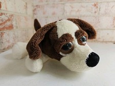 Russ Berrie Lil Peepers Dixie Dog Plush 9 White Brown St Bernard Big Eyes Puppy