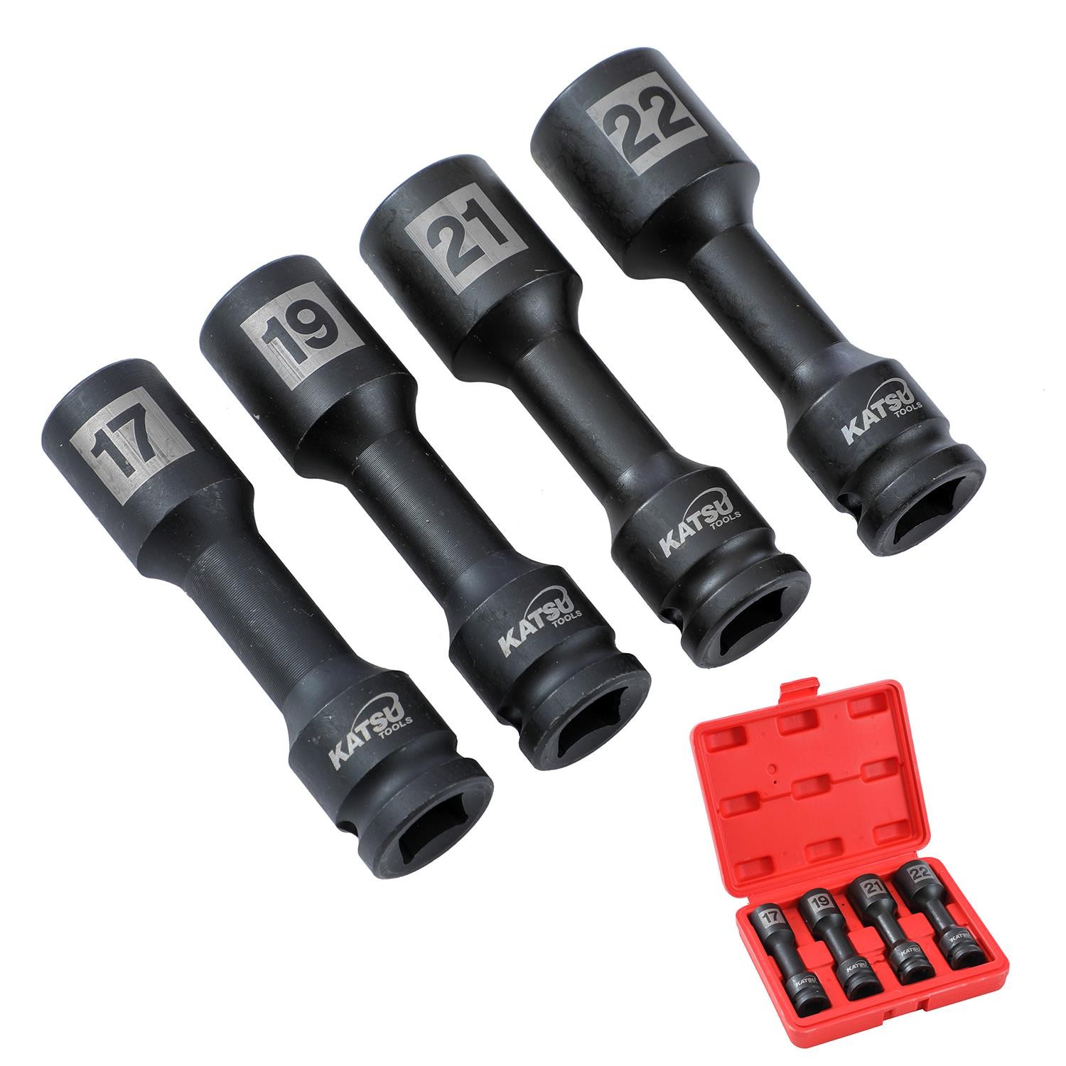 KATSU Tools Impact Socket Set 4PCs 17,19,21,22 Cr-Mo