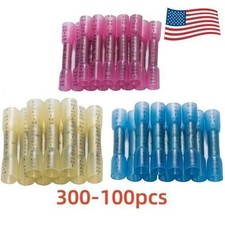 300/100x Heat Shrink Butt Wire Splice Terminals Connectors Seal Crimp Waterproof