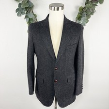 Vintage 70s Campus Blazer Sport Coat Jacket 38 40 Wool Tweed Herringbone Plaid