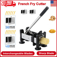 French Fry Cutter Stainless Steel Potato Cutter W/ 1/2" & 3/8" Commercial Grade
