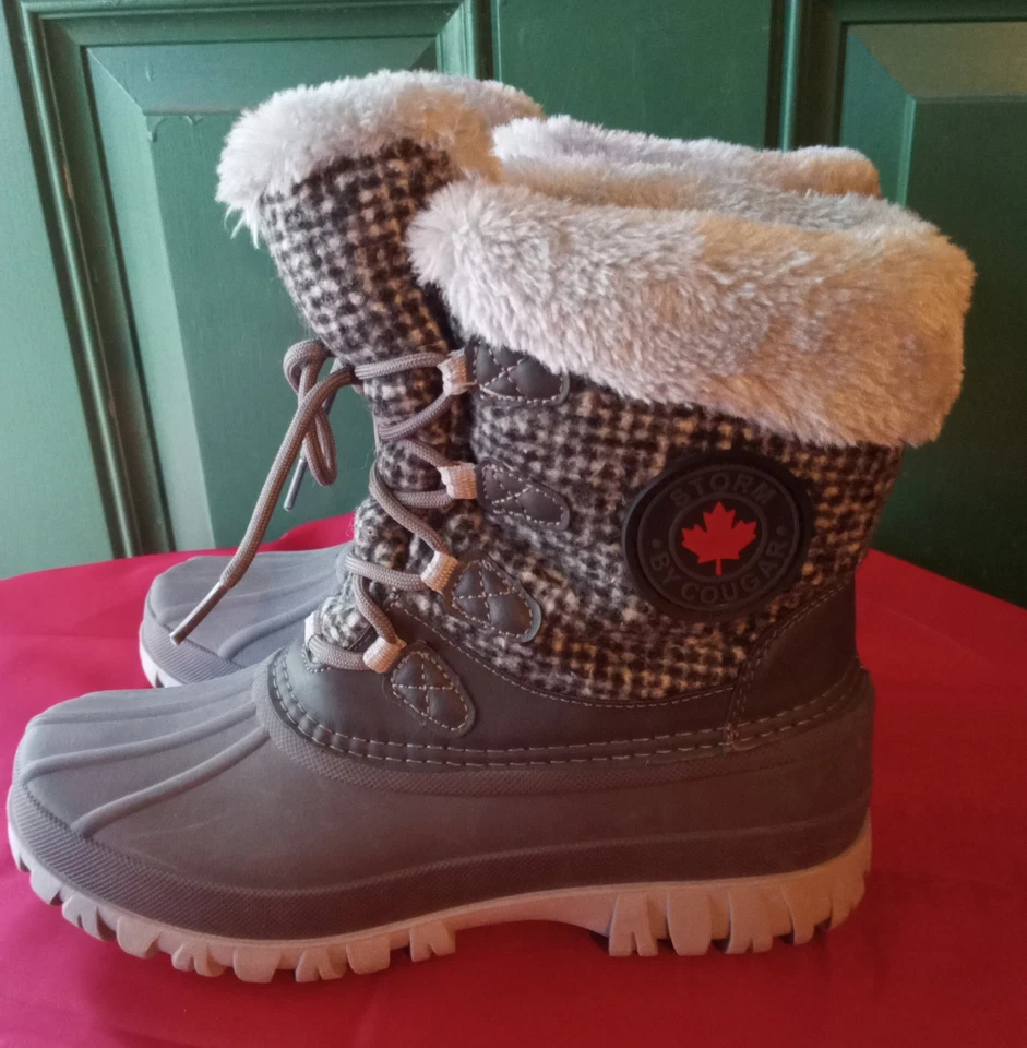 Storm By Cougar Gris Cuadros *Botas de Nieve con Cordones de Piel Talla 7 Foto 4 de 4