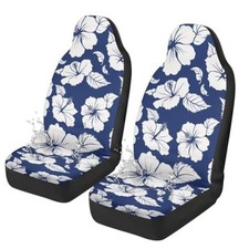 Waterproof Car Seat Cover - Easy to Install - White Hibiscus - Front Seat