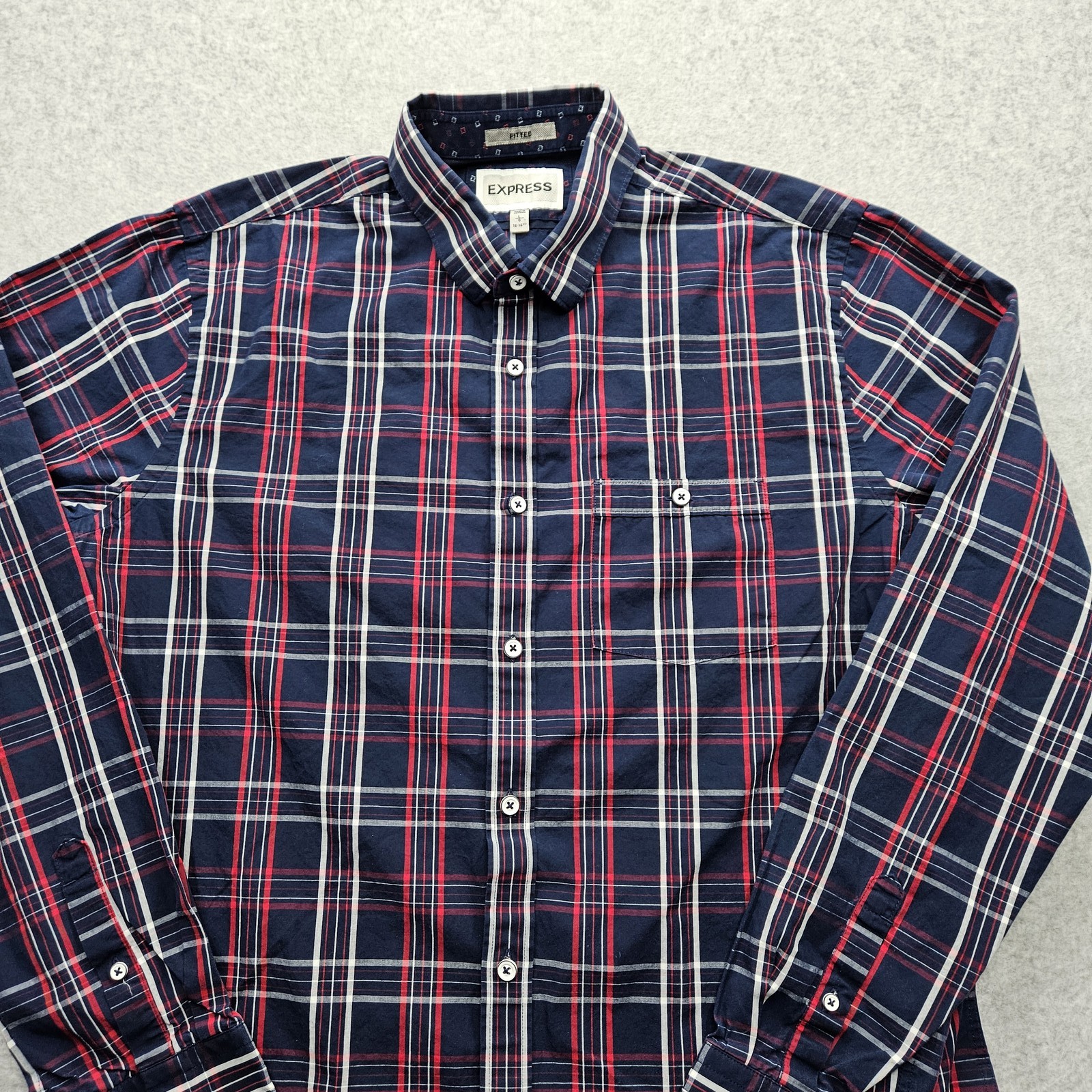 Express Multicolor Checkered Button-Down Shirt Me… - image 5