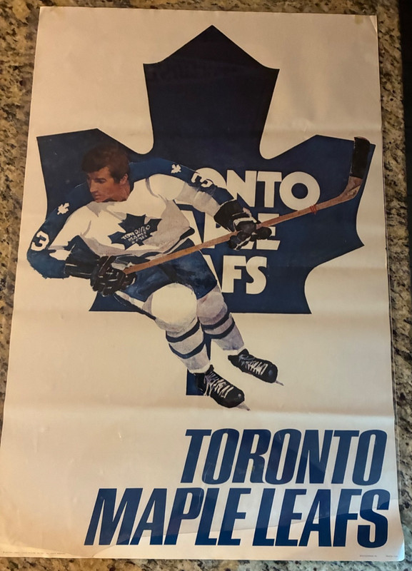 Vintage 1971 Toronto Maple Leafs 23 x 35" Poster NHL Sports graphics Rare